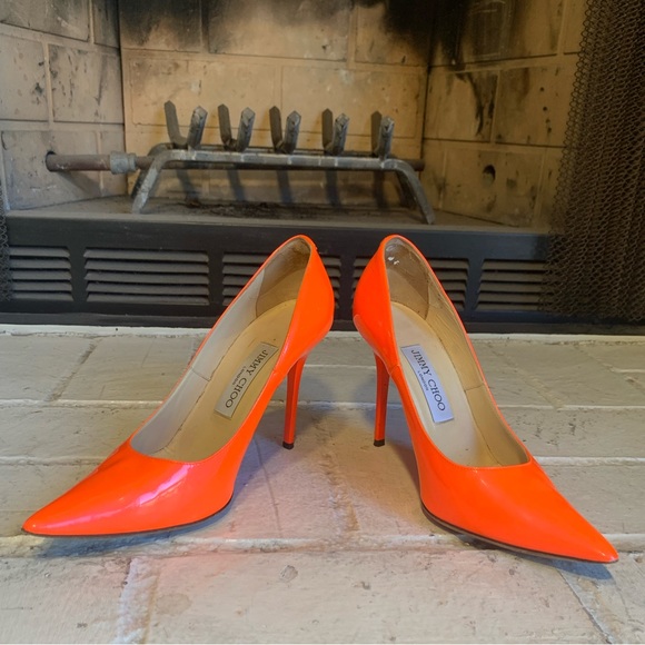 (Jimmy Choo) Orange Romy 100mm Pumps - Picture 2 of 12